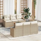 vidaXL Set de canapele pentru grădină 7 pcs Bej și alb