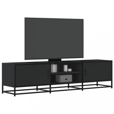 vidaXL Dulap TV, negru, 160x35x41 cm, lemn prelucrat și metal foto