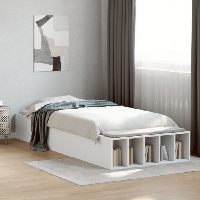 Cadru de pat, alb, 90x200 cm, lemn prelucrat