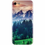 Husa silicon pentru Apple Iphone 5 / 5S / SE, Forest Hills Snowy Mountains And Sunset Clouds