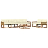 vidaXL Set de canapele de exterior cu pernă 7 pcs Natural și Crem 3381266