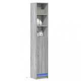 Cumpara ieftin Dulap cu LED, gri sonoma, 36x32,5x200 cm, lemn prelucrat