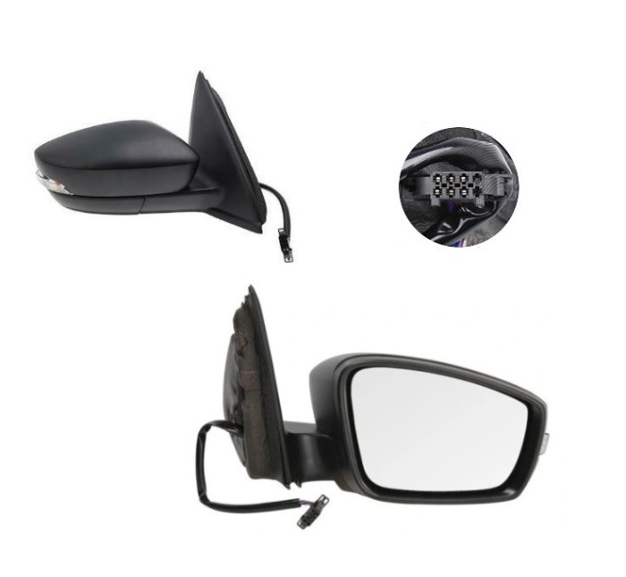 Oglinda exterioara Skoda Fabia, 12.2014-; Fabia, 07.2018-, Dreapta, reglare electrica; carcasa neagra; incalzita; geam convex; cromat; 6 pini; cu sem