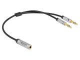 Cablu Audio DELOCK Jack 3,5mm 3pin x2 la Jack 3,5mm 4pin 0,25m - Cod 66740