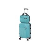 Set 2 Valize Cabina + Trusa Albastru Leziter TraveLux Pro III ABS Roti 360&deg;, 55x40x20 cm