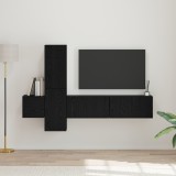 vidaXL Set comodă TV cu raft Pe perete cu depozitare cu ușă 5 pcs Stejar negru Lemn compozit