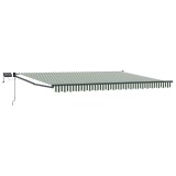 vidaXL Marchiză retractabilă manuală cu led-uri Verde și alb 4 &times; 3 m 3419473