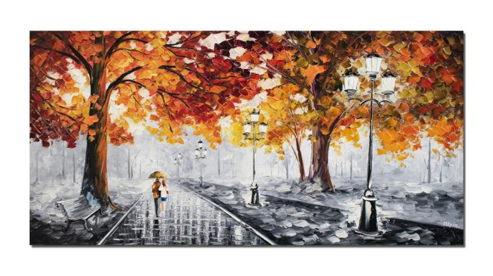 Tablouri indragostiti pictat manual living, dormitor, Noi doi spre viitor, 140x70cm ulei pe panza de in cutit efect 3D