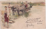 AMS % - BUCURESTI CIRC. CU TIMBRU FISCAL 1900, CIRC. spre DOROHOI, litografie, Circulata, Printata