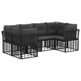 vidaXL Set de canapele de exterior cu pernă 6 pcs Negru Poliester 3437545