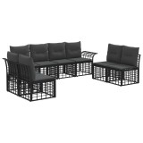 vidaXL Set de canapele de exterior 8 pcs Negru și Gri &icirc;nchis Poliester 3437671