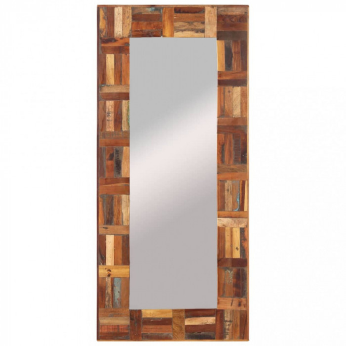 Oglindă de perete, 50x110 cm, lemn masiv reciclat