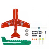 Kit electronic DIY Avion cu LED-uri intermitente montaj educational (NE555 + CD4017)