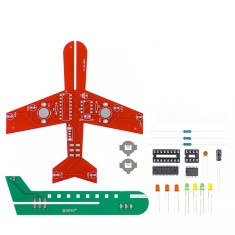 Kit electronic DIY Avion cu LED-uri intermitente montaj educational (NE555 + CD4017)