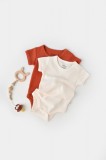 Cumpara ieftin Set 2 body-uri bebe unisex -100% bumbac organic - Scortisoara/Ecru, BabyCosy (Marime: 12-18 Luni)