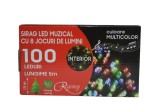 Instalatie de Craciun, sirag luminos muzical, cu 8 jocuri de lumini, 100 LED-uri multicolore, 5 m, Regency