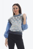 Vesta din lana tricotata in degrade cu model nori, Bleu, L, M, S, XL, XS