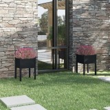 VidaXL Jardiniere de grădină, 2 buc., negru, 50x50x70cm lemn masiv pin