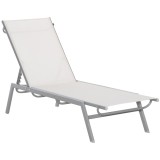 Outsunny Şezlong de Gradina Relaxliege cu Spătar Reglabil &icirc;n 5 Trepte din Metal Crem 170 x 58 x 97 cm | Aosom Romania