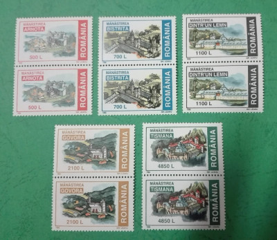 TIMBRE ROMANIA MNH LP1475/1999 M&amp;acirc;năstiri din Nordul Olteniei -Serie &amp;icirc;n pereche foto