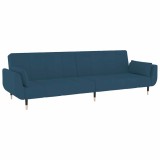Cumpara ieftin Canapea extensibila cu 2 locuri, 2 perne, albastru, catifea