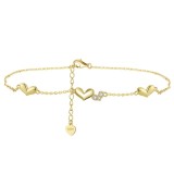 Cumpara ieftin Bratara de glezna argint 925, JW1818, model inimioare, placata cu aur