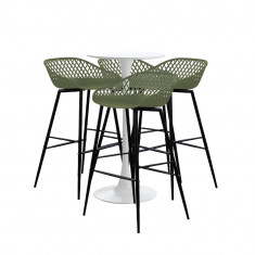 RAKI Set masa si scaune de bar, 5 piese, masa 60x101cm cu 4 scaune Toyama verde negru 48x47x95cm foto