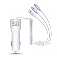Incarcator auto fast charger 2.1 A 2x USB si cablu 3 in 1 foto