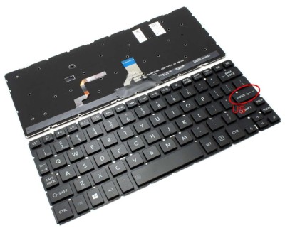 Tastatura Toshiba 0KN0-DV1US13 iluminata layout US fara rama enter mic, 9Z.N9PBU.701 iluminata layout US fara foto