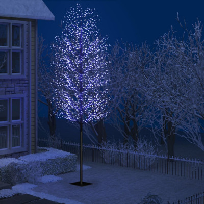 vidaXL Pom Crăciun, 2000 LED-uri lumină albastră flori de cireș 500 cm foto