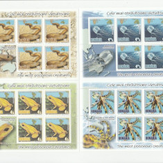 VIETUITOARE OTRAVITOARE;SERPI, BROASTE,MEDUZE, MINISHEET,2017 MNH,ROMANIA.