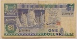 CY - Bancnota "One 1 Dollar Dolar 1987 Singapore" circulata