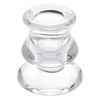 Sfeșnic Sticlă, Model Bază Rotundă, Transparent, Diametru 5.5x6cm foto