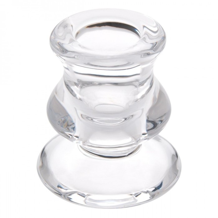 Sfeșnic Sticlă, Model Bază Rotundă, Transparent, Diametru 5.5x6cm