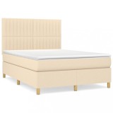 Cumpara ieftin Pat box spring cu saltea, crem, 140x200 cm, textil