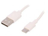 Cablu USB 2.0 USB-A la USB-C 0.5m Alb 480Mbps, Goobay
