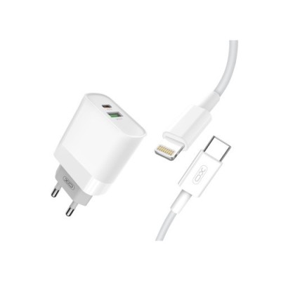 Incarcator retea USB/USB-C, Quick Charge QC3.0 20W cu cablu compatibil Lighting (Iphone ) Cod:XO-L64-NB113 Automotive TrustedCars foto