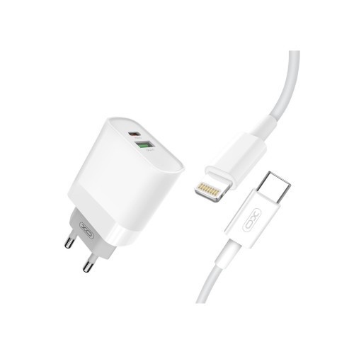 Incarcator retea USB/USB-C, Quick Charge QC3.0 20W cu cablu compatibil Lighting (Iphone ) Cod:XO-L64-NB113 Automotive TrustedCars