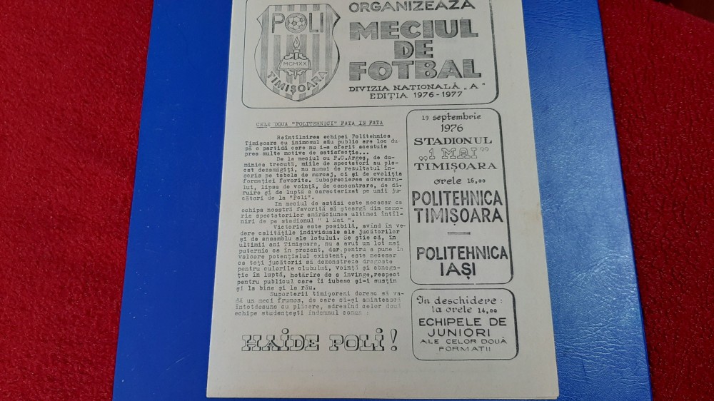 program Poli Timisoara - POli Iasi | arhiva Okazii.ro