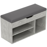 HOMCOM Bancă Hol cu 3 Rafturi Deschise, Spațiu Ascuns și Pernă Capitonată, Banca Pantofi, 80x30x45 cm, Gri | Aosom Romania