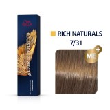 Wella Professionals, Koleston Perfect Me+, Vopsea permanentă de păr, 7/31 Medium Blonde Gold Ash, 60 ml