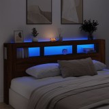 VidaXL Tăblie de pat cu LED, stejar maro, 220x18,5x103,5 cm, lemn