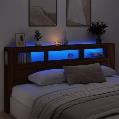 vidaXL Tăblie de pat cu LED, stejar maro, 220x18,5x103,5 cm, lemn 837378