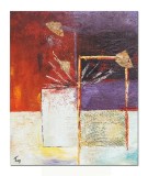 Cumpara ieftin Tablou abstract pictat manual, Compozitie abstracta, 60x50cm ulei pe panza in relief efect 3D, gata de agatat pe perete