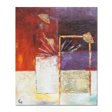 Tablou abstract pictat manual, Compozitie abstracta, 60x50cm ulei pe panza in relief efect 3D, gata de agatat pe perete