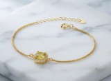 Cumpara ieftin Bratara din Argint 925 Aurit Cushion Yellow Citrine Halo , Rafinament E i Stralucire Solara