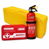 Set prim ajutor auto Cridem cu trusa DIN 13164, stingator 1 kg si geanta