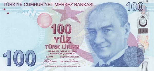 Bancnota TURCIA - 100 lire 2009 - stare buna