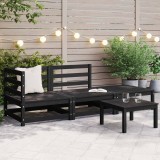 VidaXL Set mobilier de grădină, 3 piese, negru, lemn masiv de pin