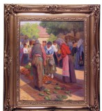 Cumpara ieftin Tablou autentic - ERNO NAGY (1881-1952) - Targ din Ardeal